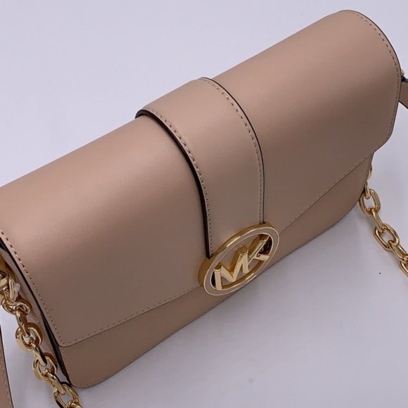 Michael Kors Carmen Medium Convertible Shoulder Bag Crossbody BUFF Leather - Picture 13 of 16